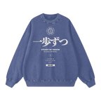 steady by design crewneck heavyweight washed streetwear front blue
