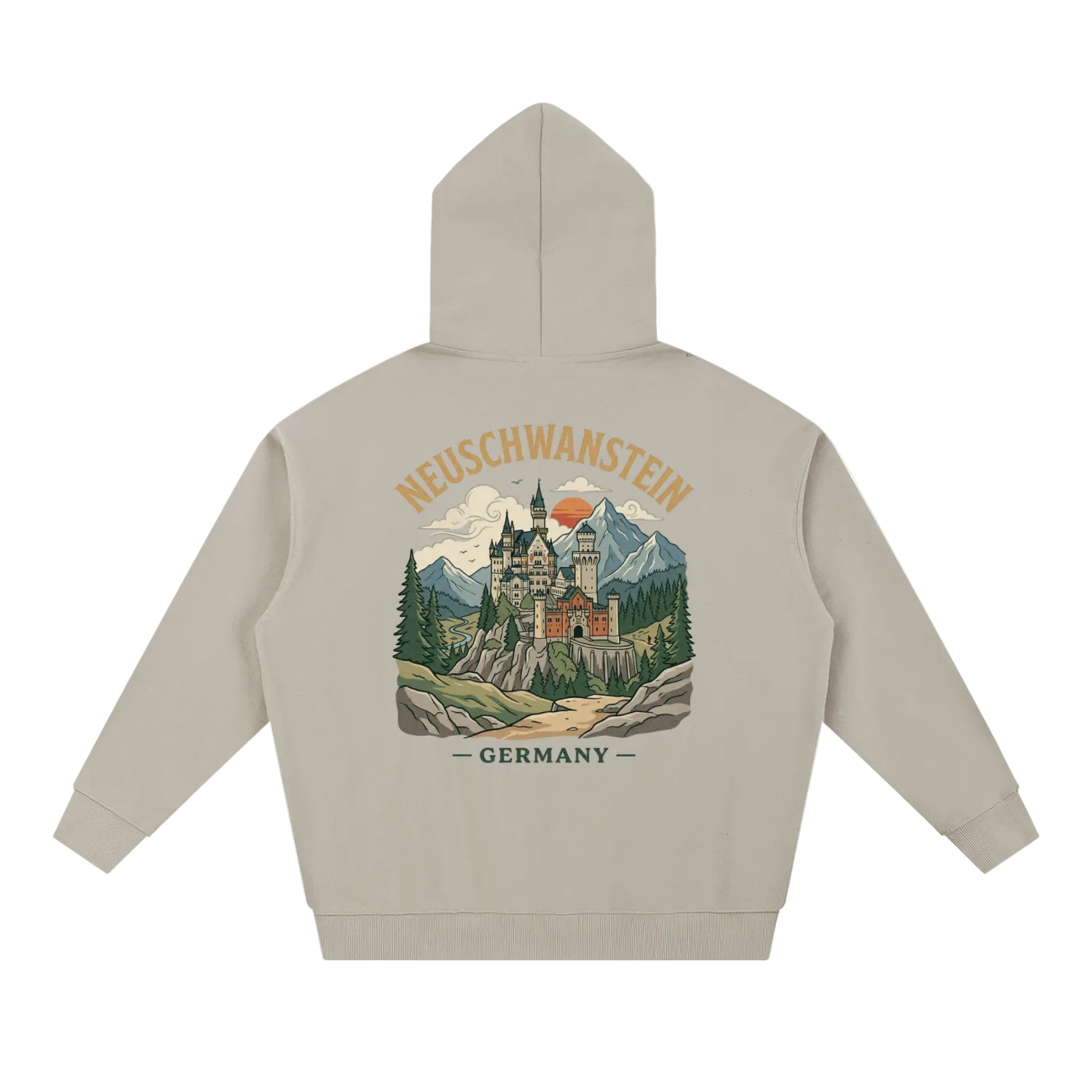 neuschwanstein castle germany hoodie travel inspired clothing beige