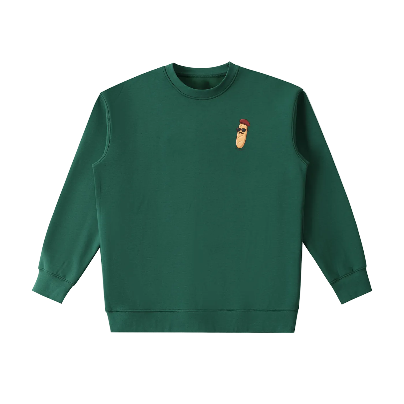 french baguette crewneck sweatshirt paris streetwear terra ave dark green graphic crewneck