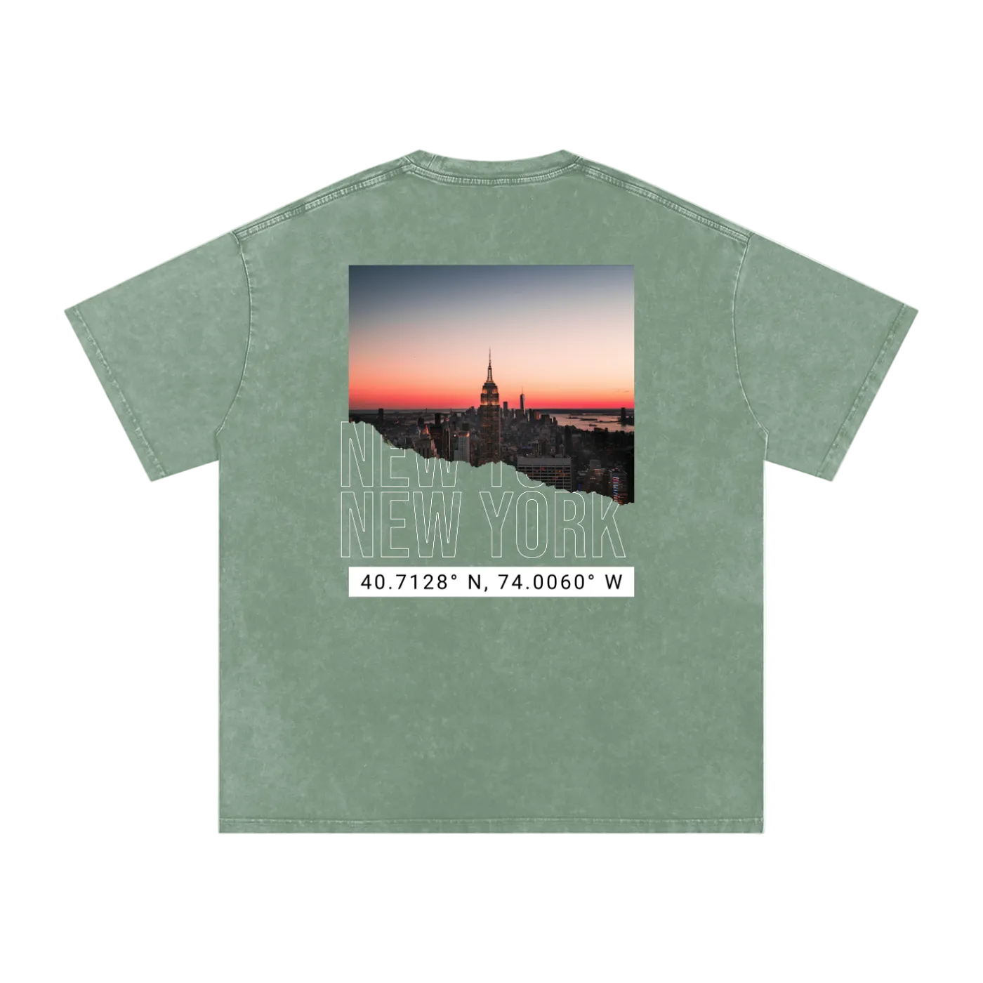 nyc washed tee green streetwear outfit back