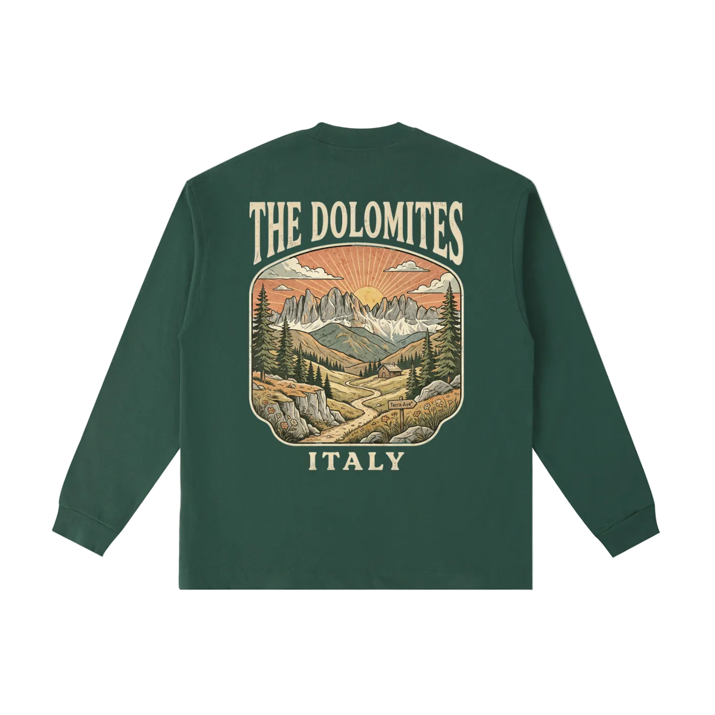 italy graphic long sleeve dolomites mountain illustration