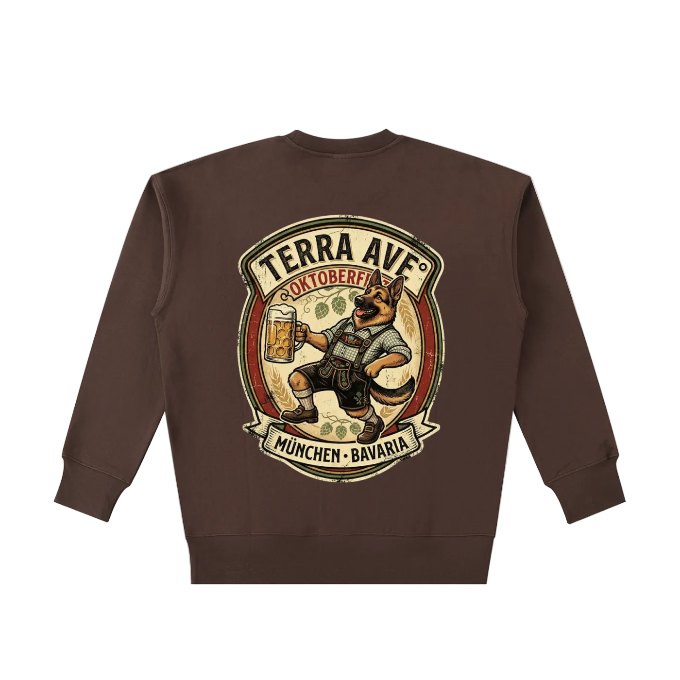 Oktoberfest crewneck brown heavyweight minimalist sweatshirt back