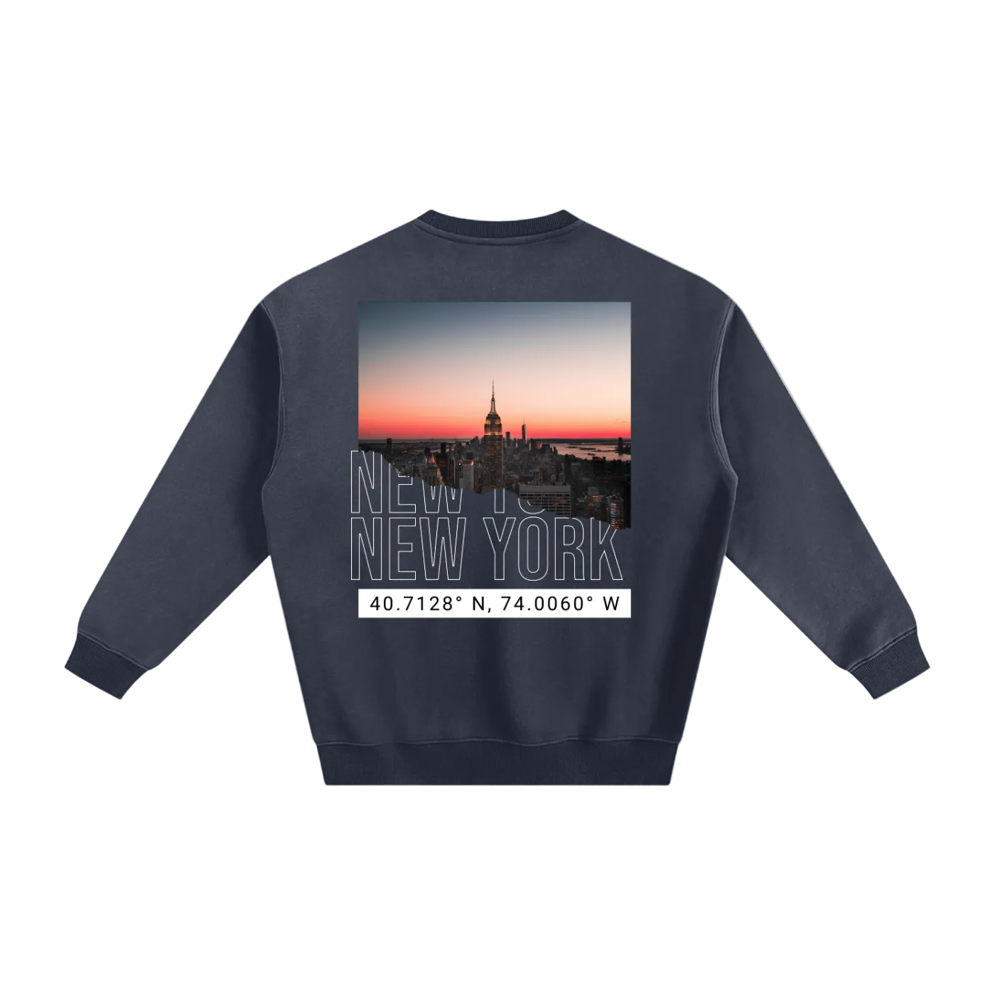 nyc coordinates crewneck new york streetwear sweatshirt back blue