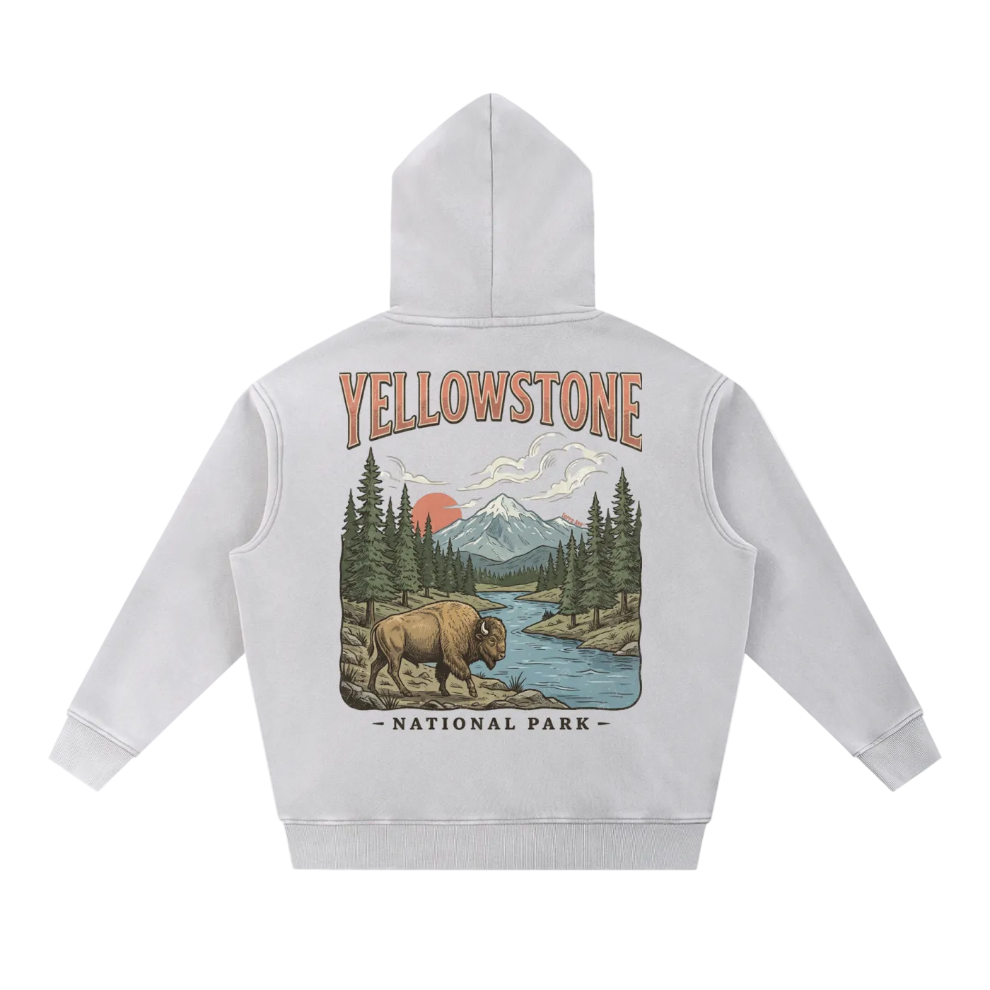 Yellowstone washed hoodie faded gray vintage streetwear back