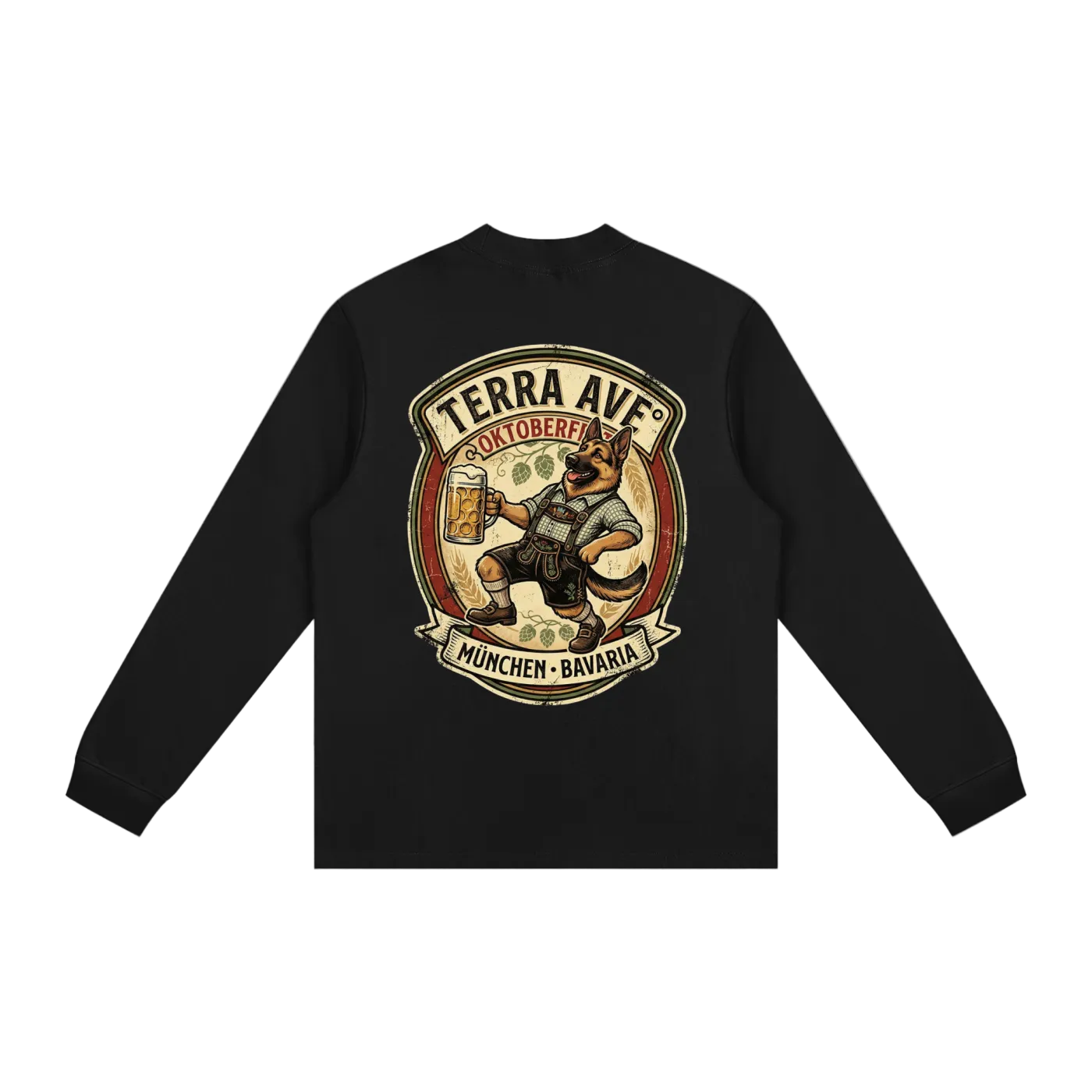 Oktoberfest long sleeve shirt black minimalist outfit back