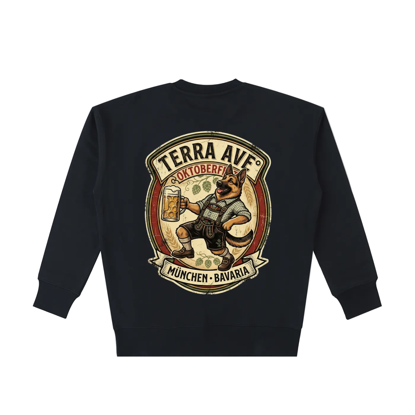 Oktoberfest crewneck black heavyweight minimalist sweatshirt back