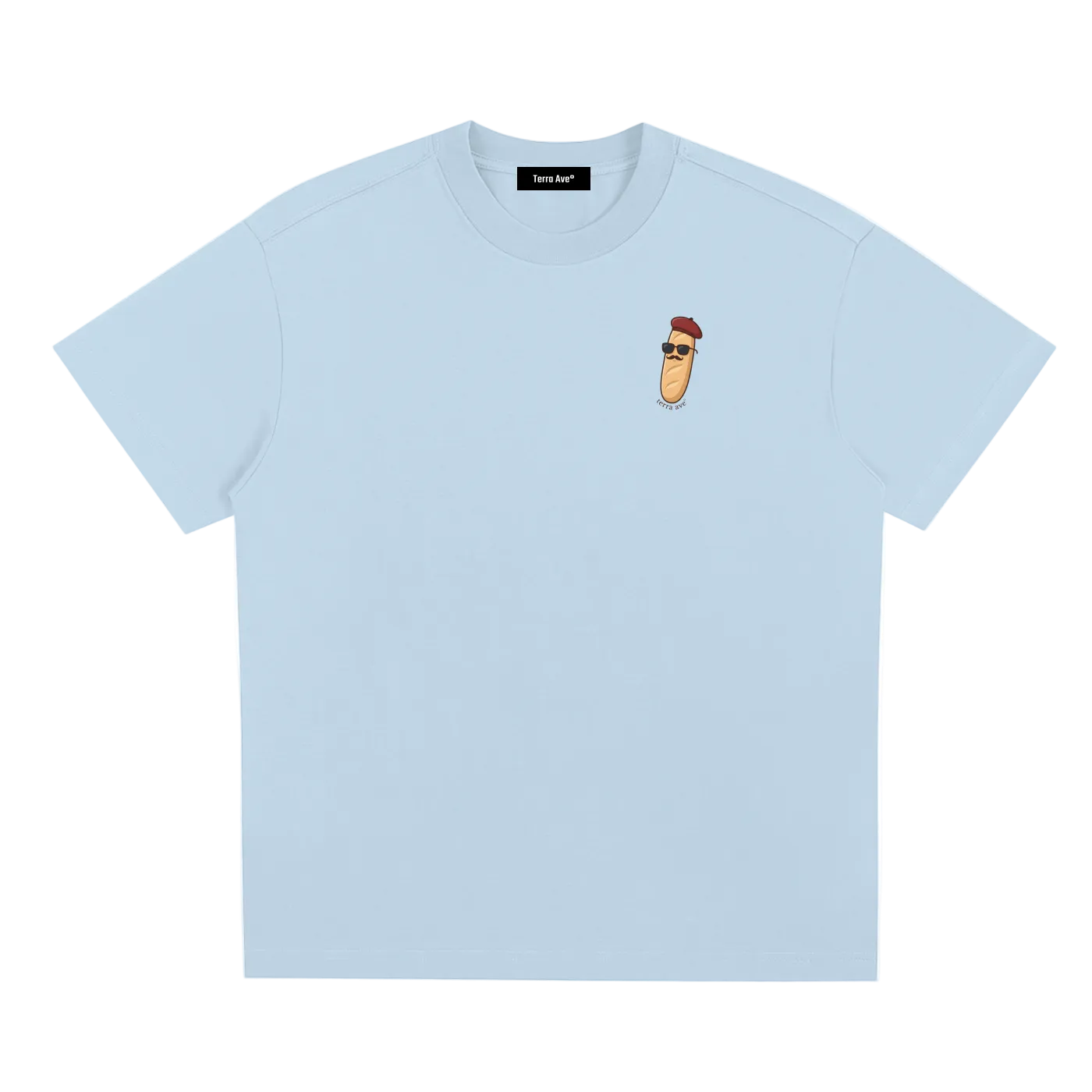 baguette cartoon shirt with sunglasses paris streetwear design blue