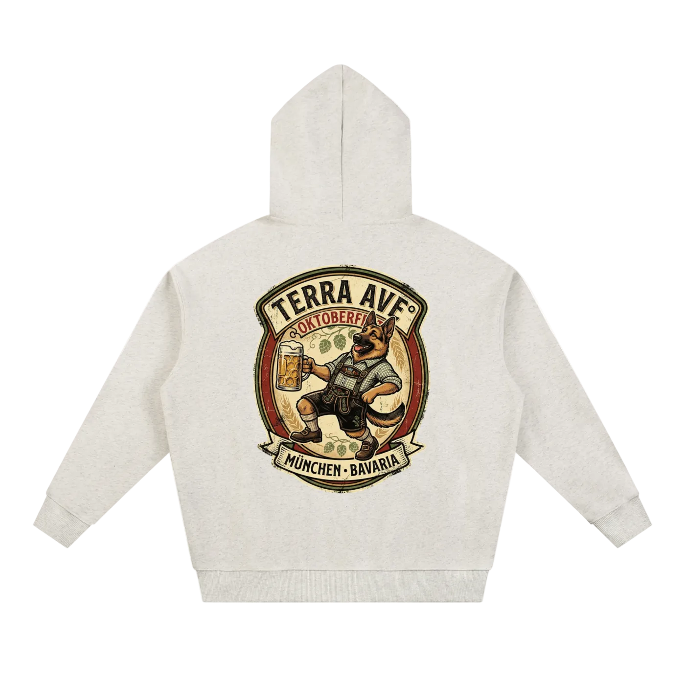 Oktoberfest hoodie beige travel hoodie minimalist outfit back
