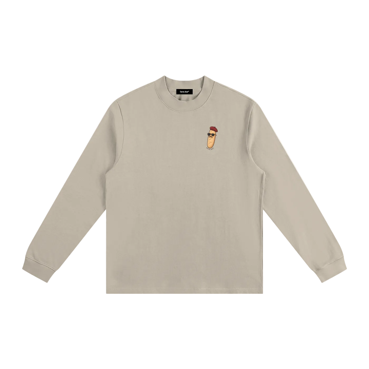 france,longsleeve,long sleeve french baguette long sleeve shirt paris streetwear terra ave beige