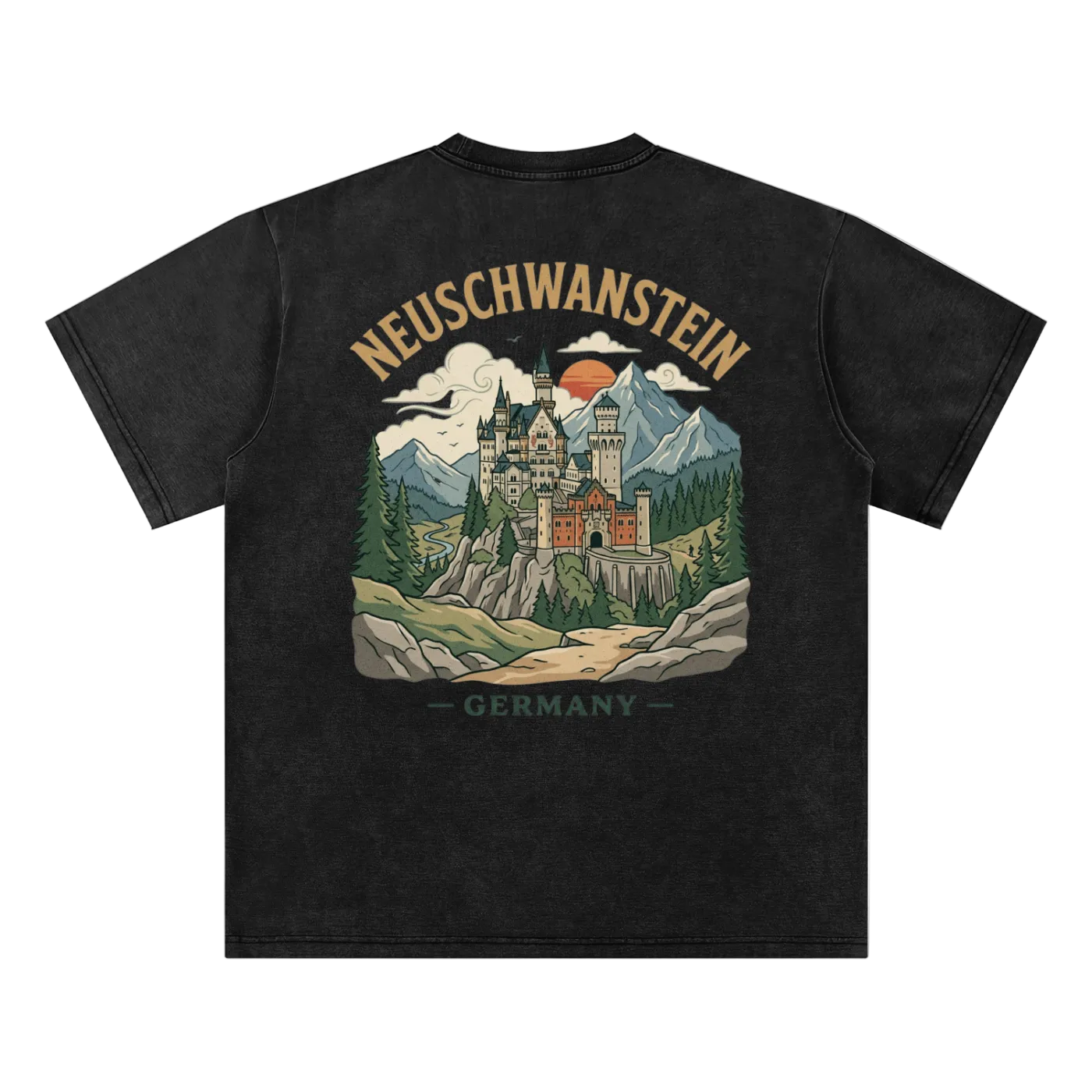 germany graphic shirt neuschwanstein castle vintage design black tee