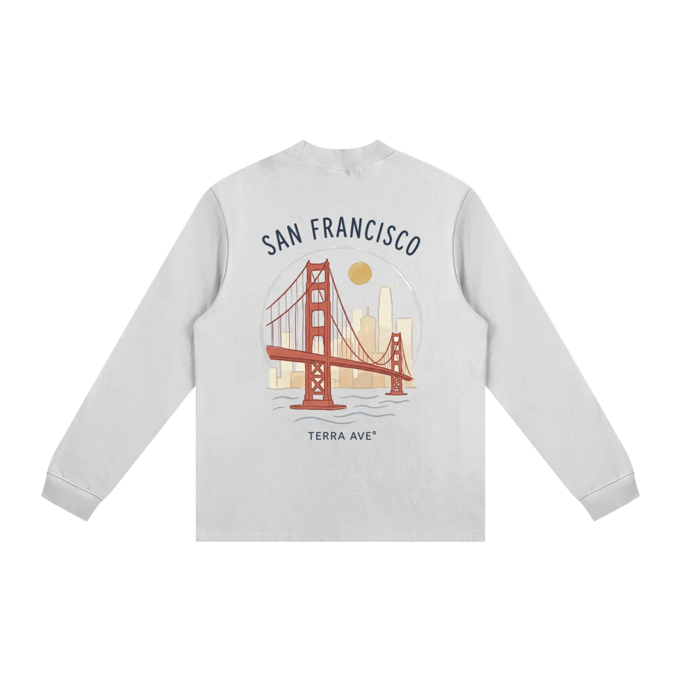 usa,long sleeve,longsleeve san francisco long sleeve shirt golden gate bridge hand drawn graphic terra ave back design