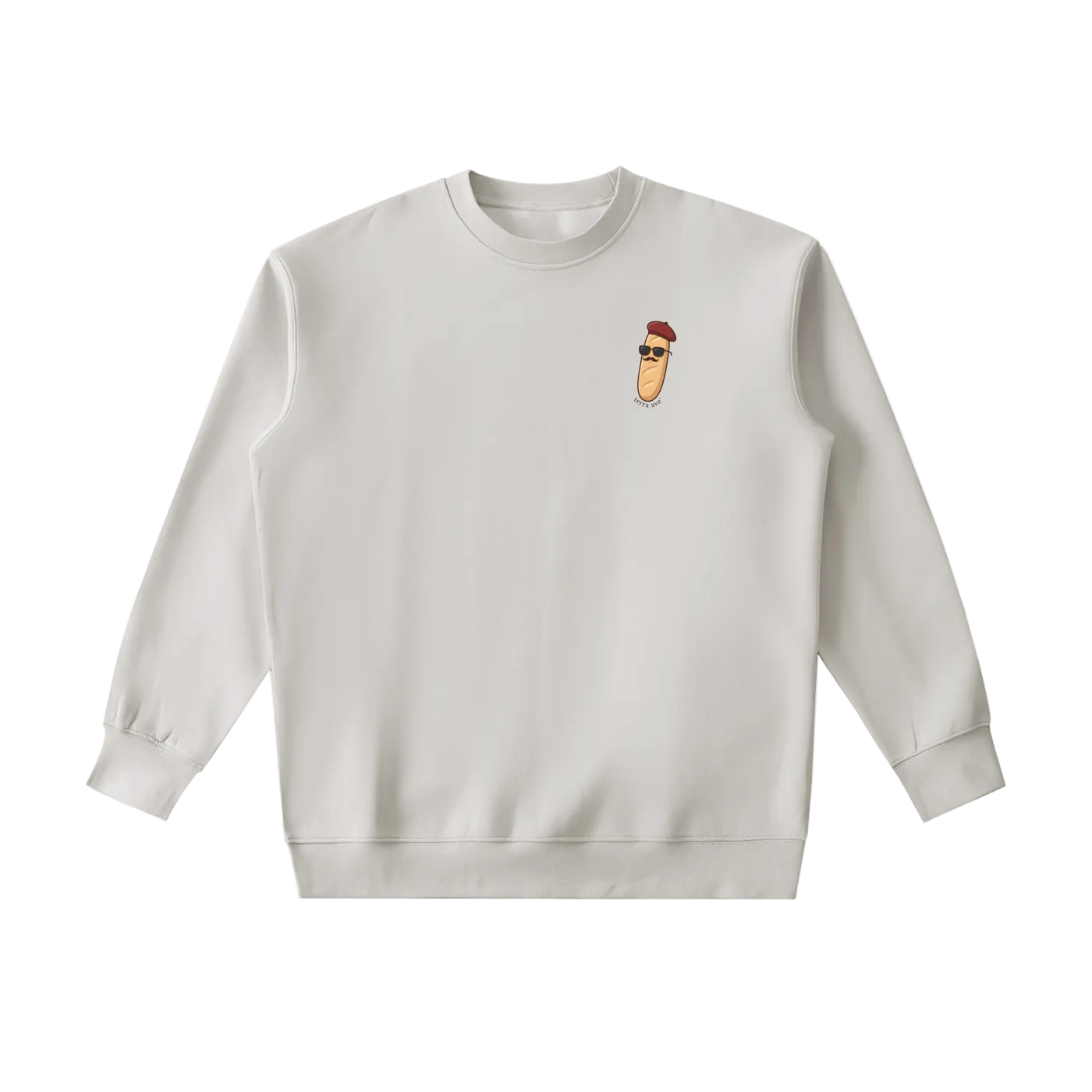 crew,france french baguette crewneck sweatshirt paris streetwear terra ave tan 