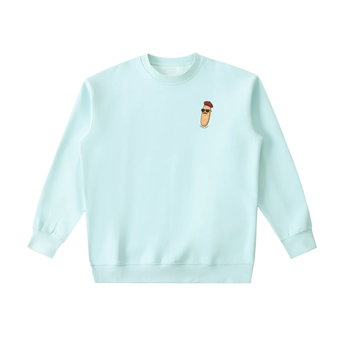 french baguette crewneck sweatshirt paris streetwear terra ave light blue