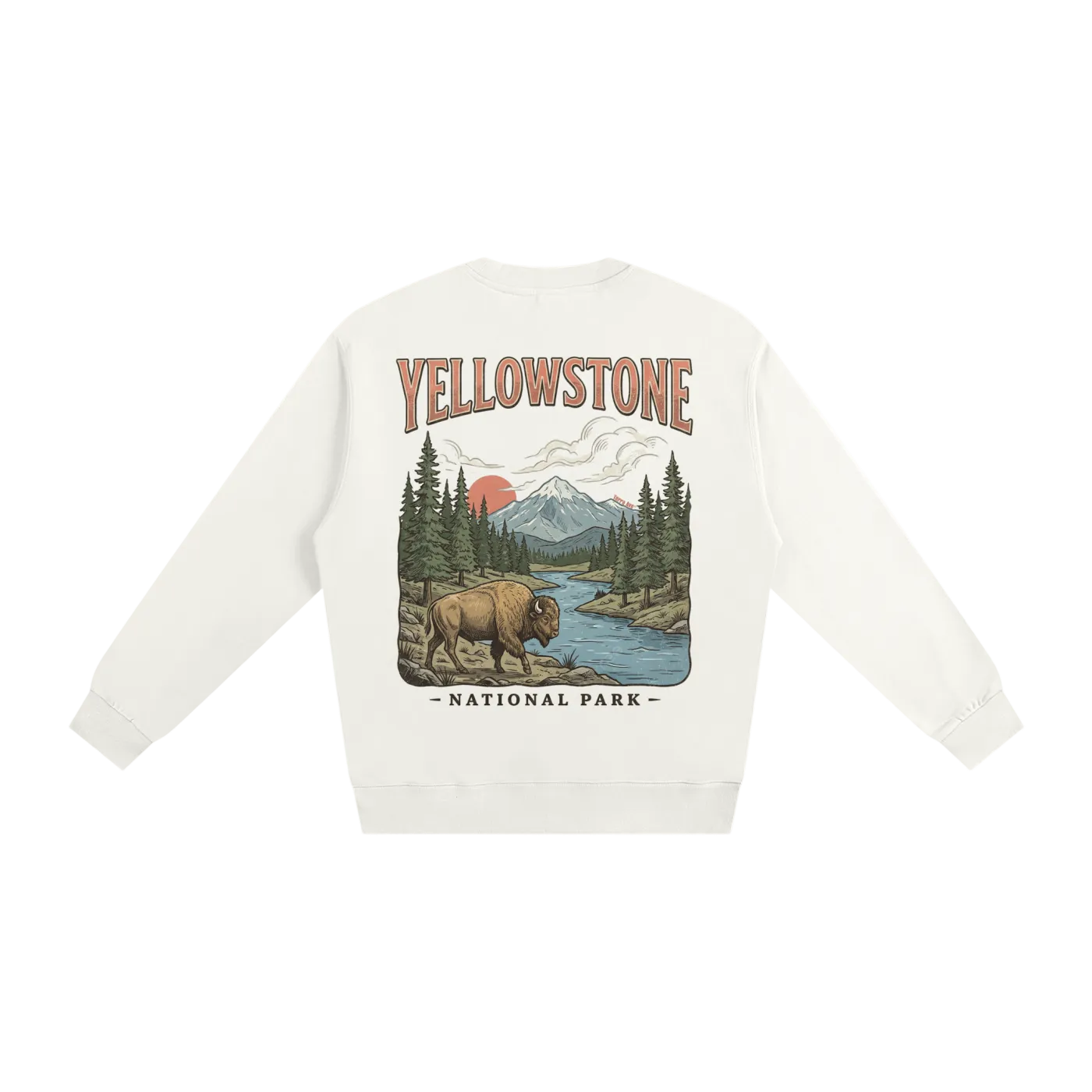 Yellowstone heavyweight crewneck national park sweatshirt minimalist back