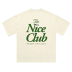 Nice club knitted neck t-shirt French Riviera minimalist tee back cream