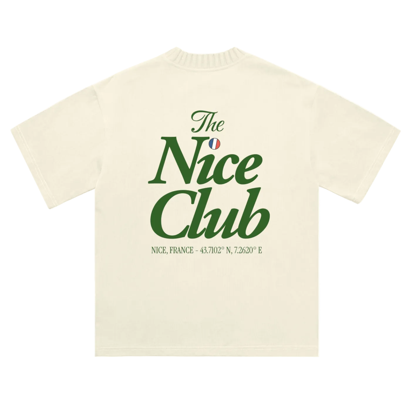 Nice club knitted neck t-shirt French Riviera minimalist tee back cream