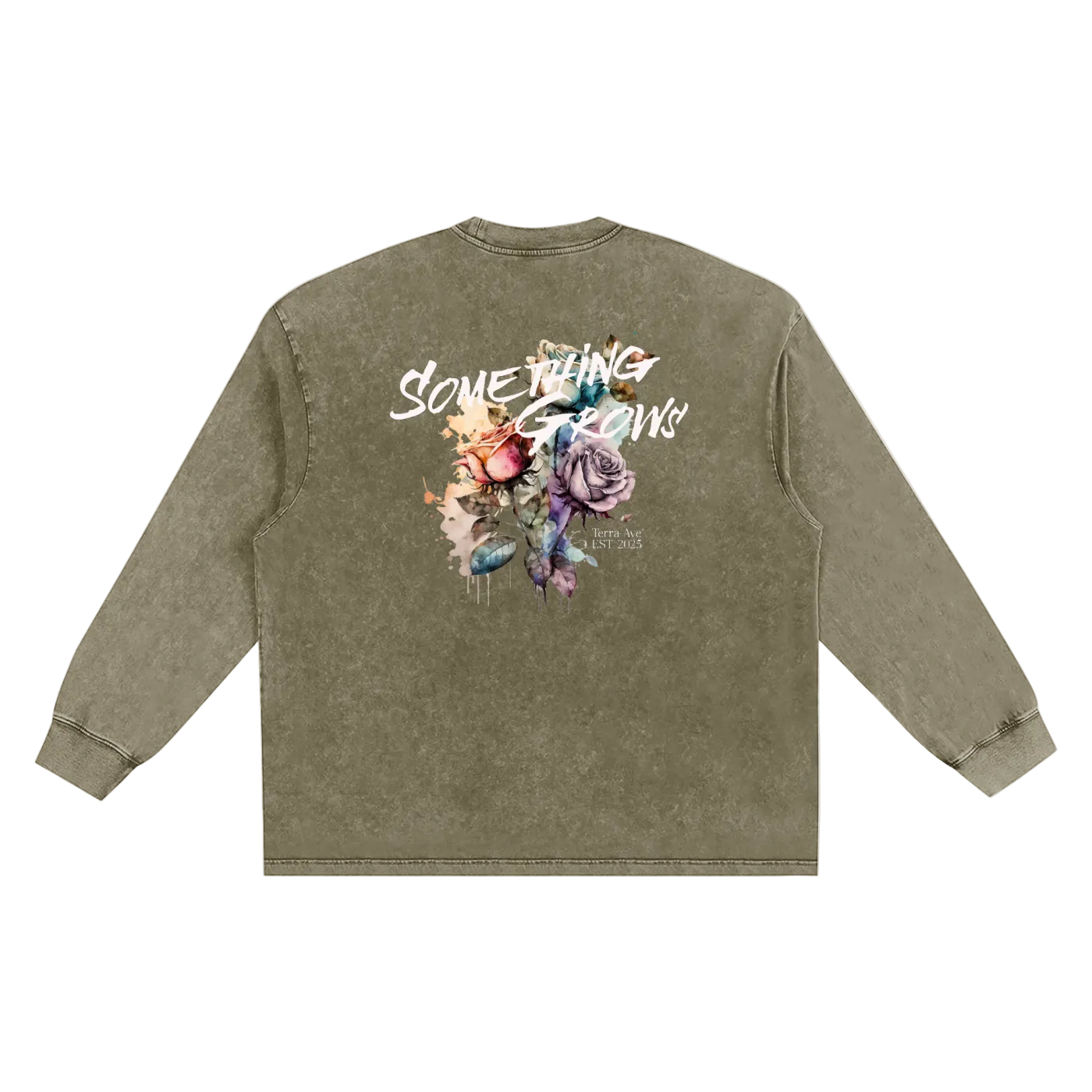 washed long sleeve green vintage streetwear outfit back
