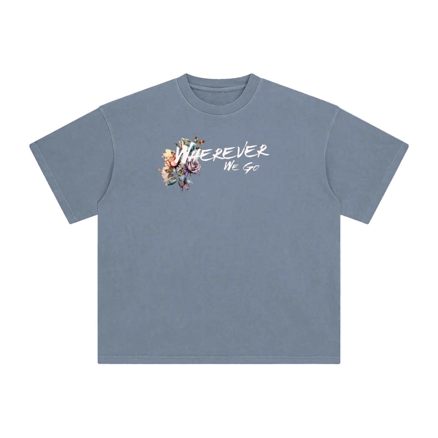 wherever we go vintage tee blue streetwear outfit front
