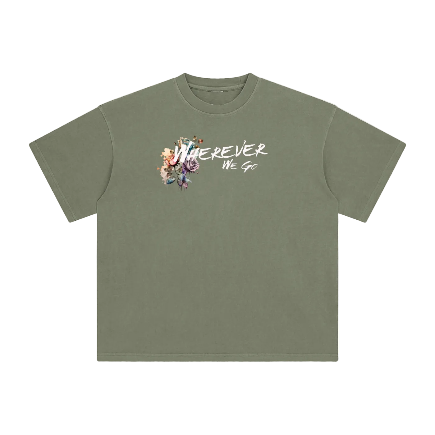 wherever we go vintage tee green streetwear outfit front