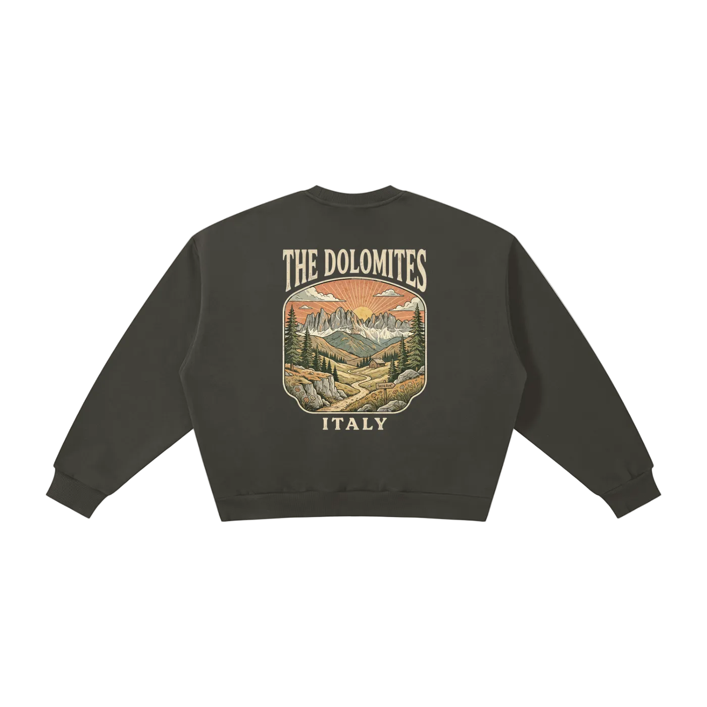 italy graphic crewneck dolomites mountain illustration