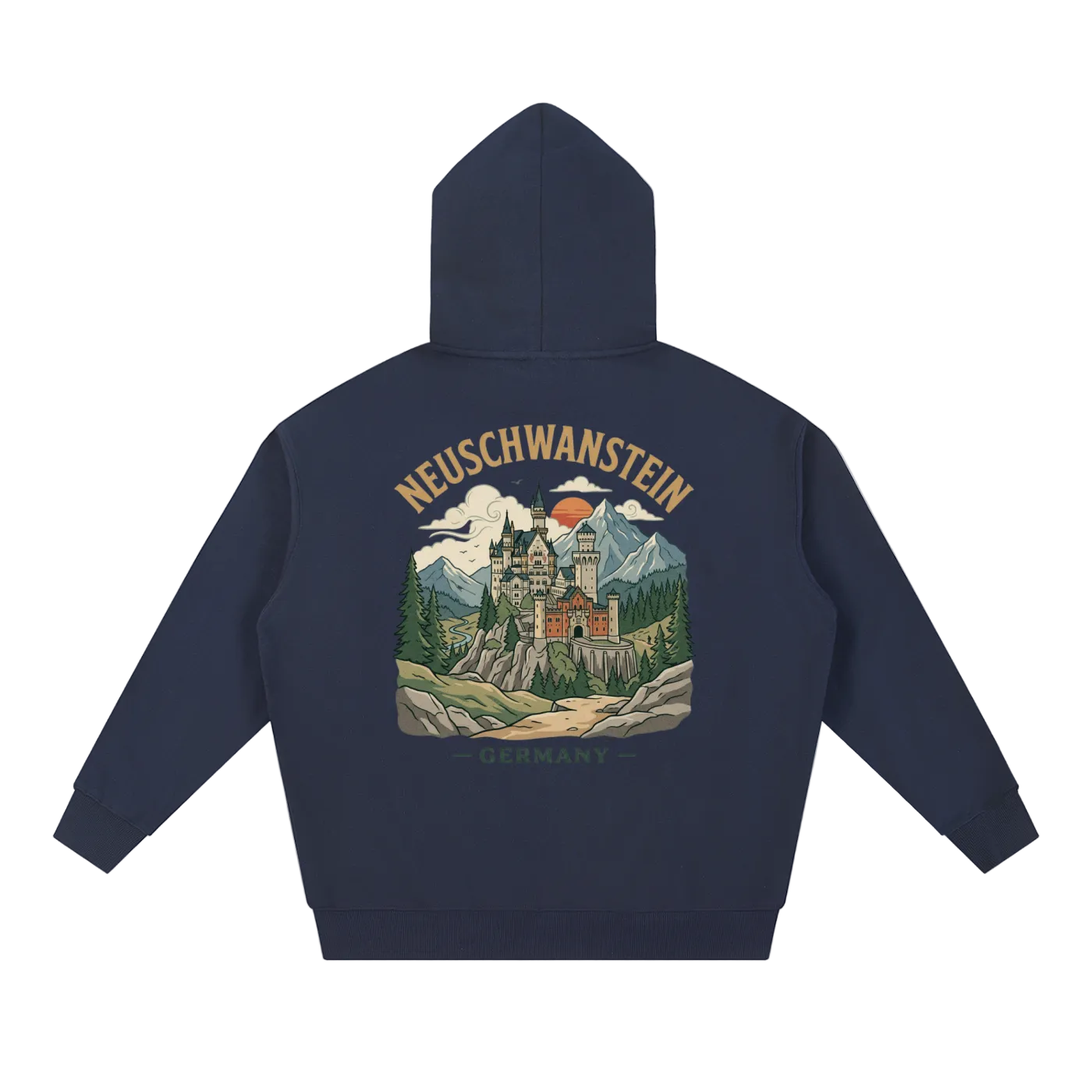 hoodie,germany navy blue bavaria castle hoodie neuschwanstein design premium streetwear