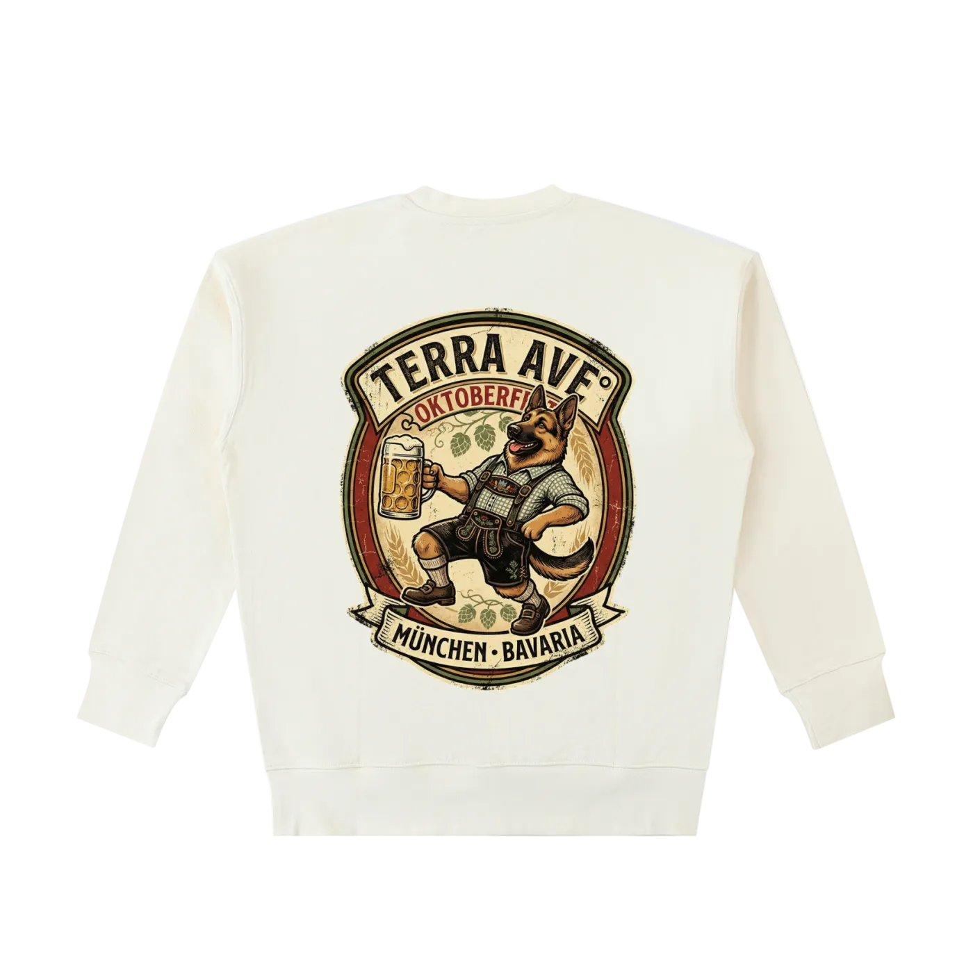 Oktoberfest crewneck beige heavyweight minimalist sweatshirt back
