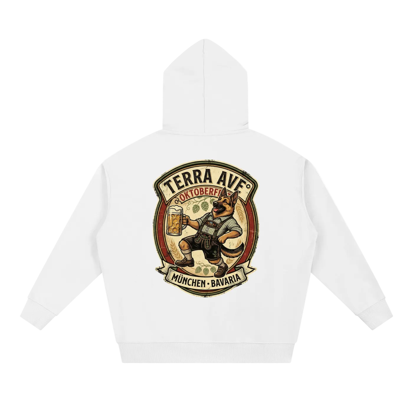 Oktoberfest hoodie white travel hoodie minimalist outfit back