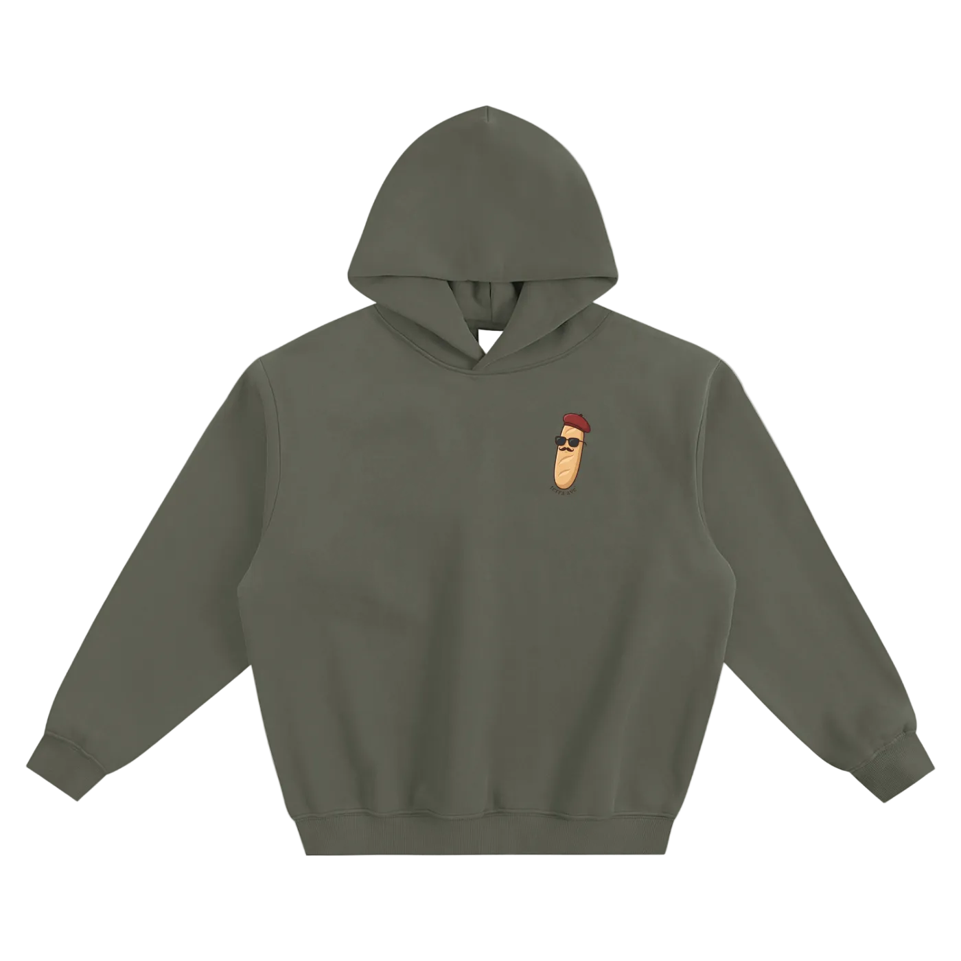 french baguette hoodie paris streetwear graphic terra ave army green graphic paris hoodie