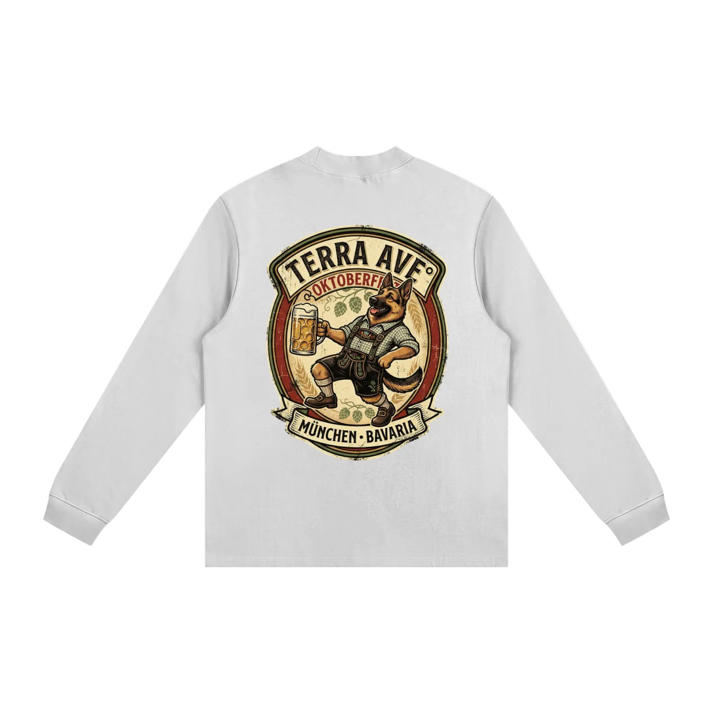 Oktoberfest long sleeve shirt white minimalist outfit back