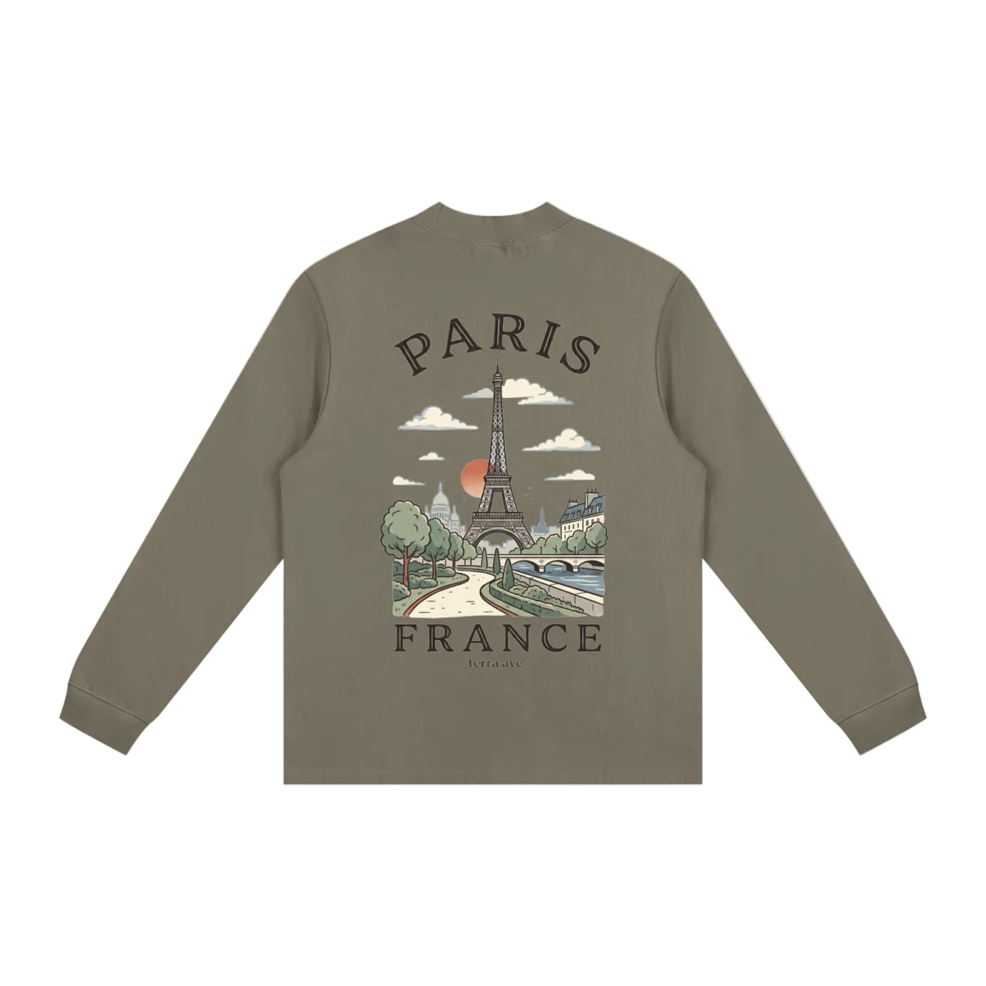 travel inspired long sleeve paris eiffel tower shirt