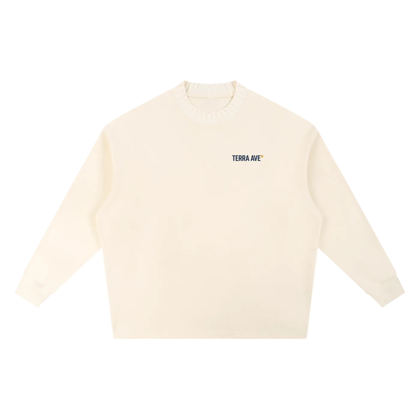 St Tropez crewneck beige minimalist travel outerwear front