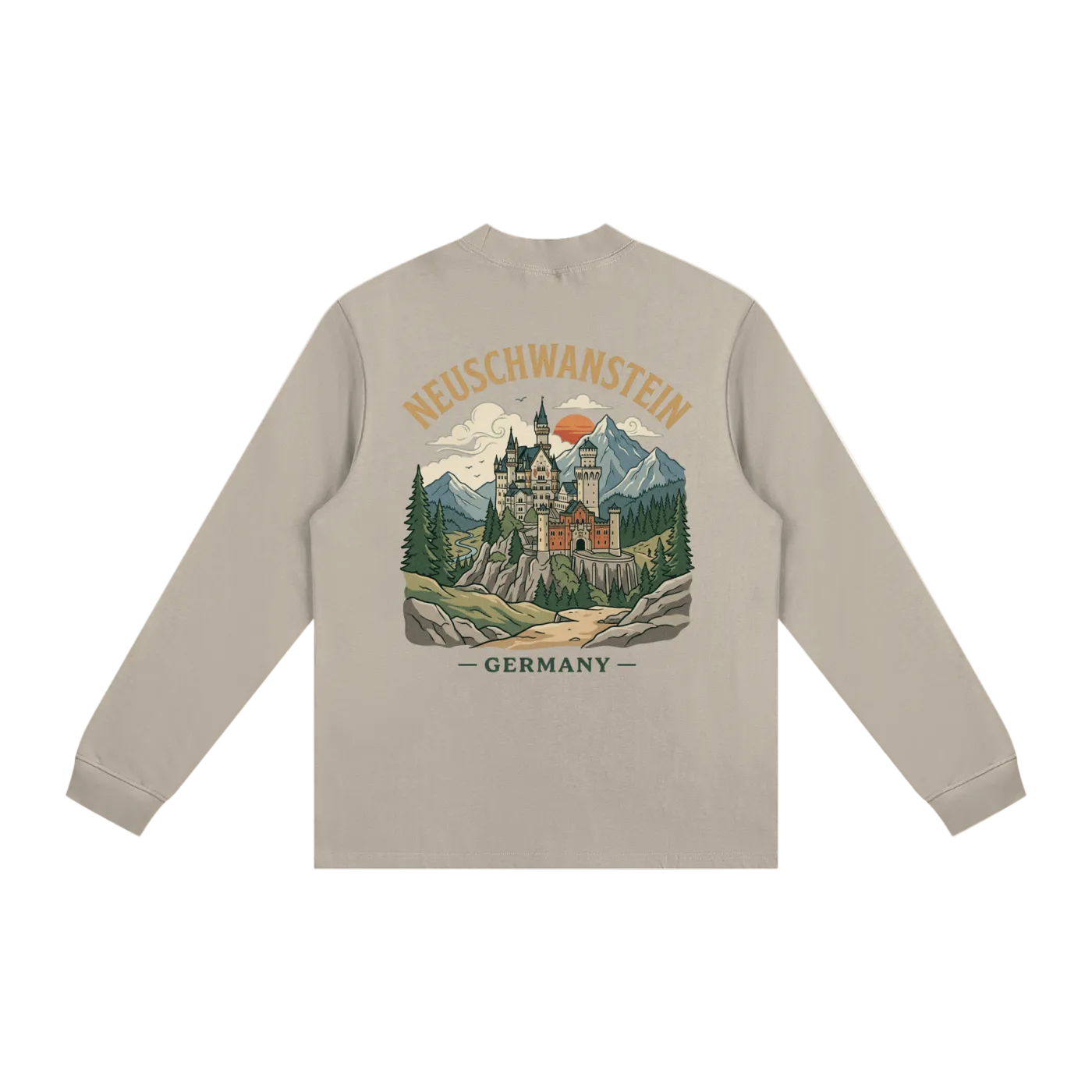  germany long sleeve castle graphic vintage aesthetic brown color 