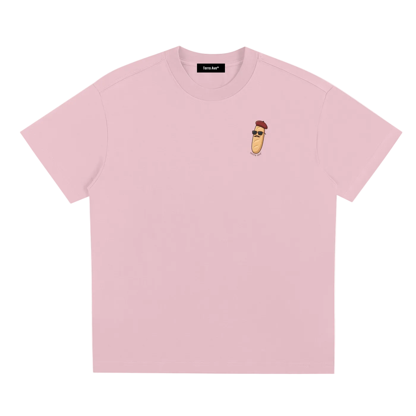 french bread graphic tee beret sunglasses streetwear terra ave pink