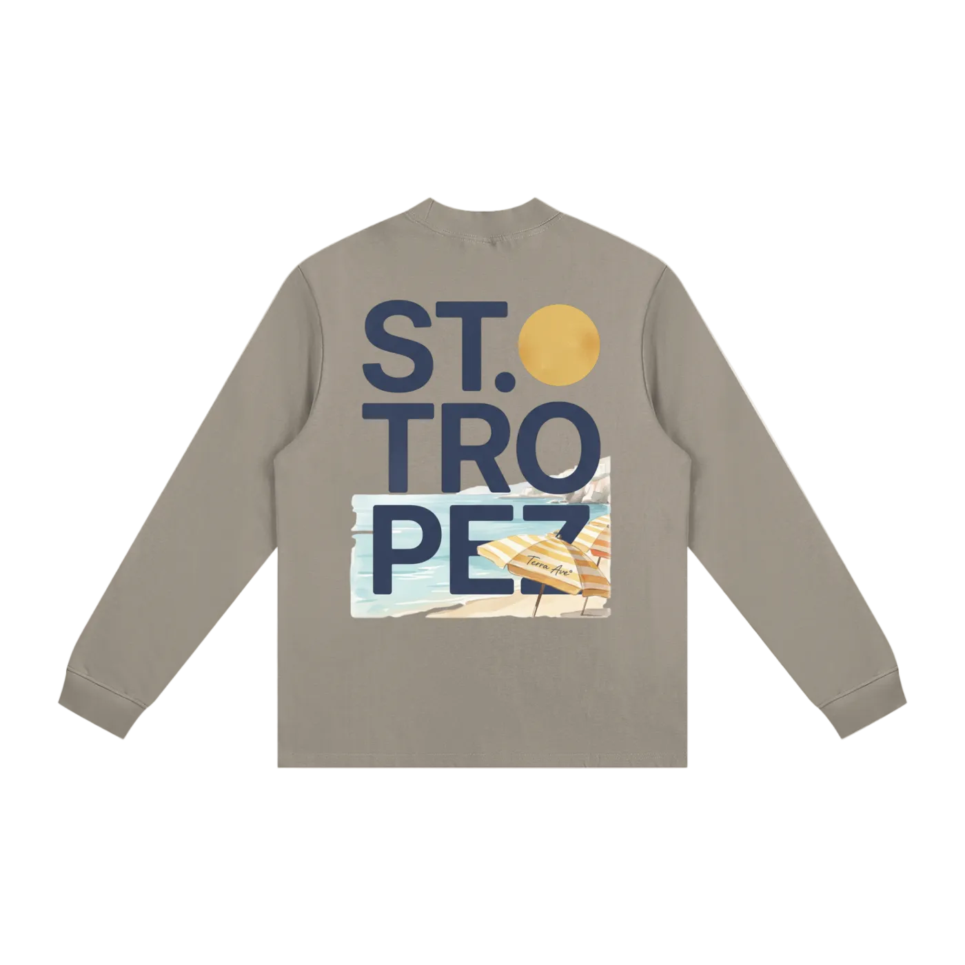 St Tropez long sleeve shirt brown back minimalist streetwear outfit