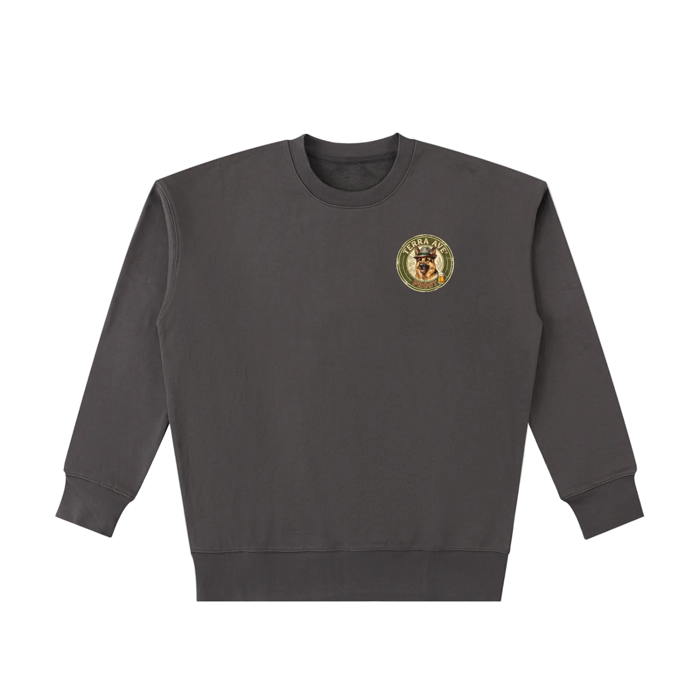 Oktoberfest crewneck gray heavyweight minimalist sweatshirt front