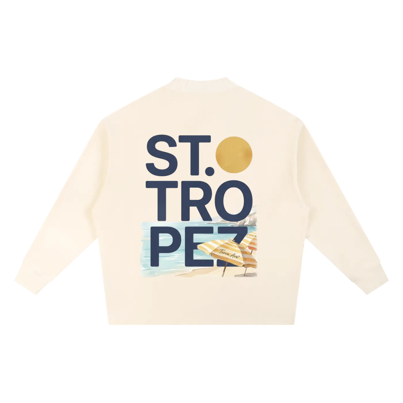 St Tropez crewneck beige back print French Riviera outfit