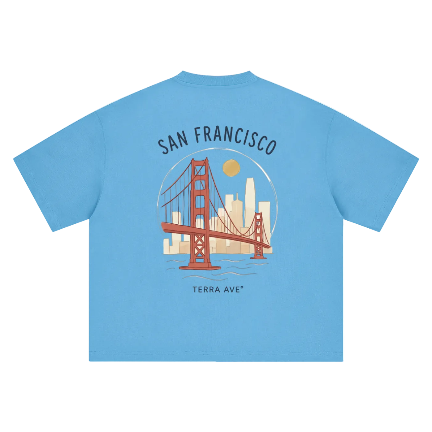 blue back san francisco graphic tee golden gate bridge shirt boxy fit terra ave