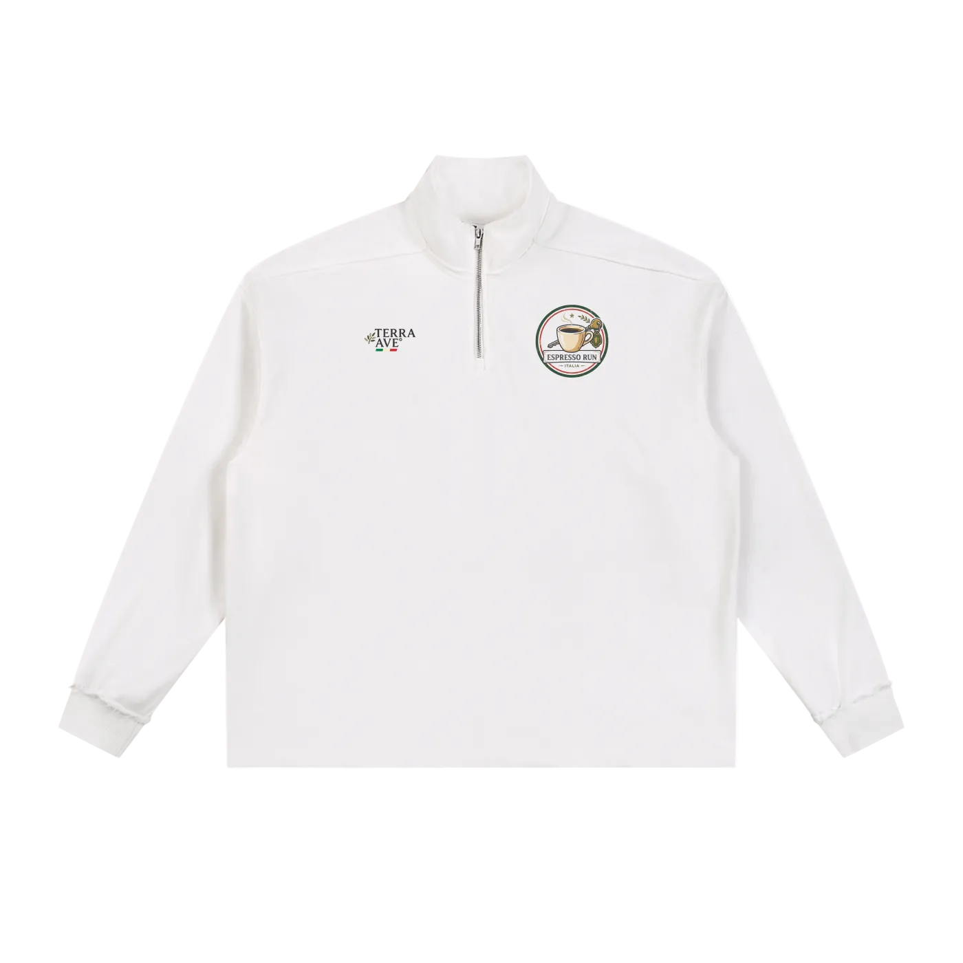 espresso run quarter zip italy coffee pullover terra ave