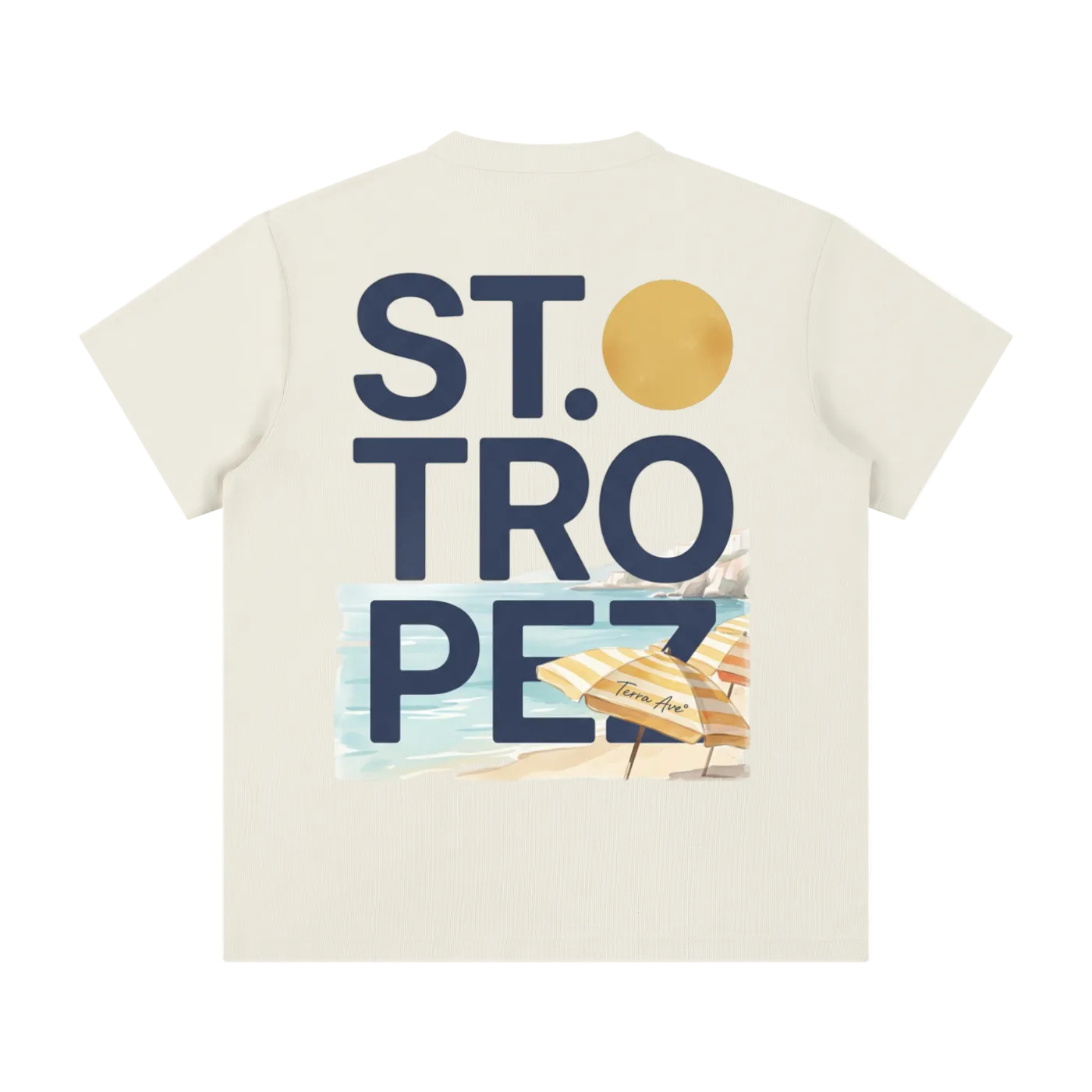 t Tropez henley t-shirt beige back minimalist streetwear tee