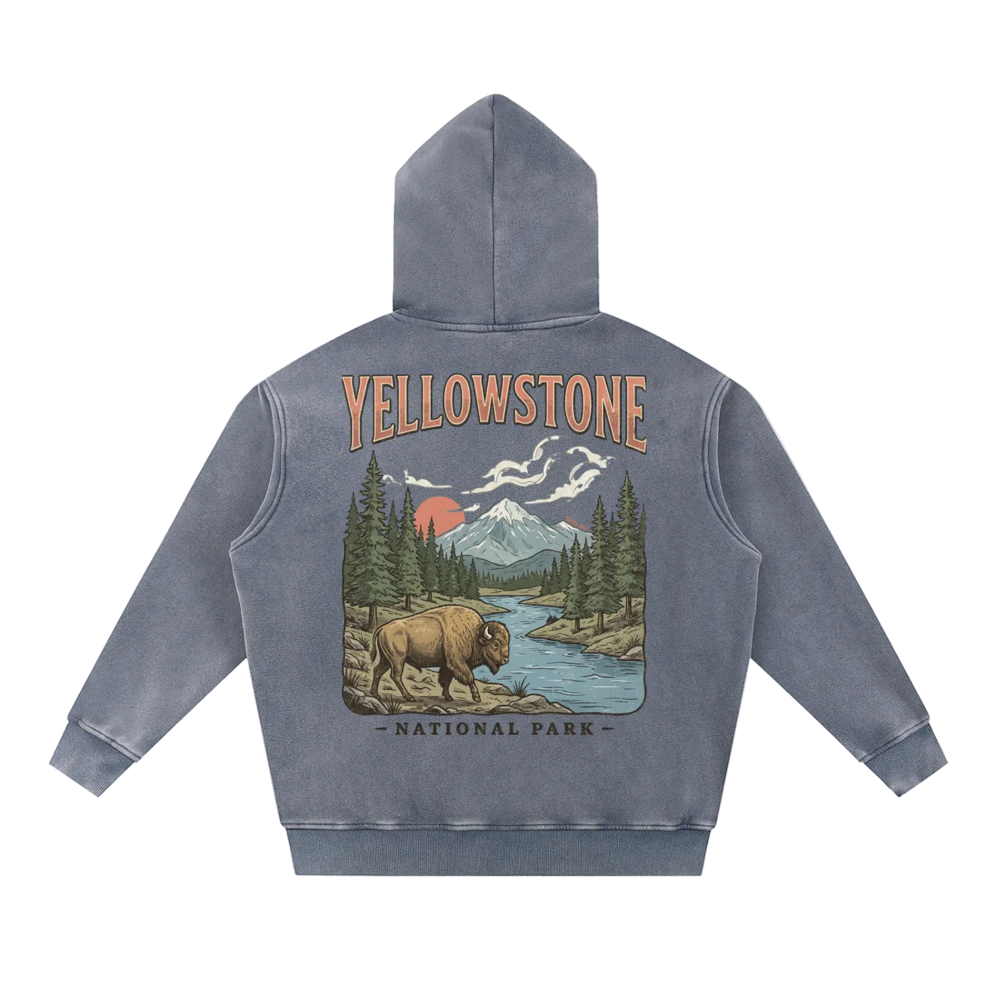 Yellowstone washed hoodie vintage national park streetwear back