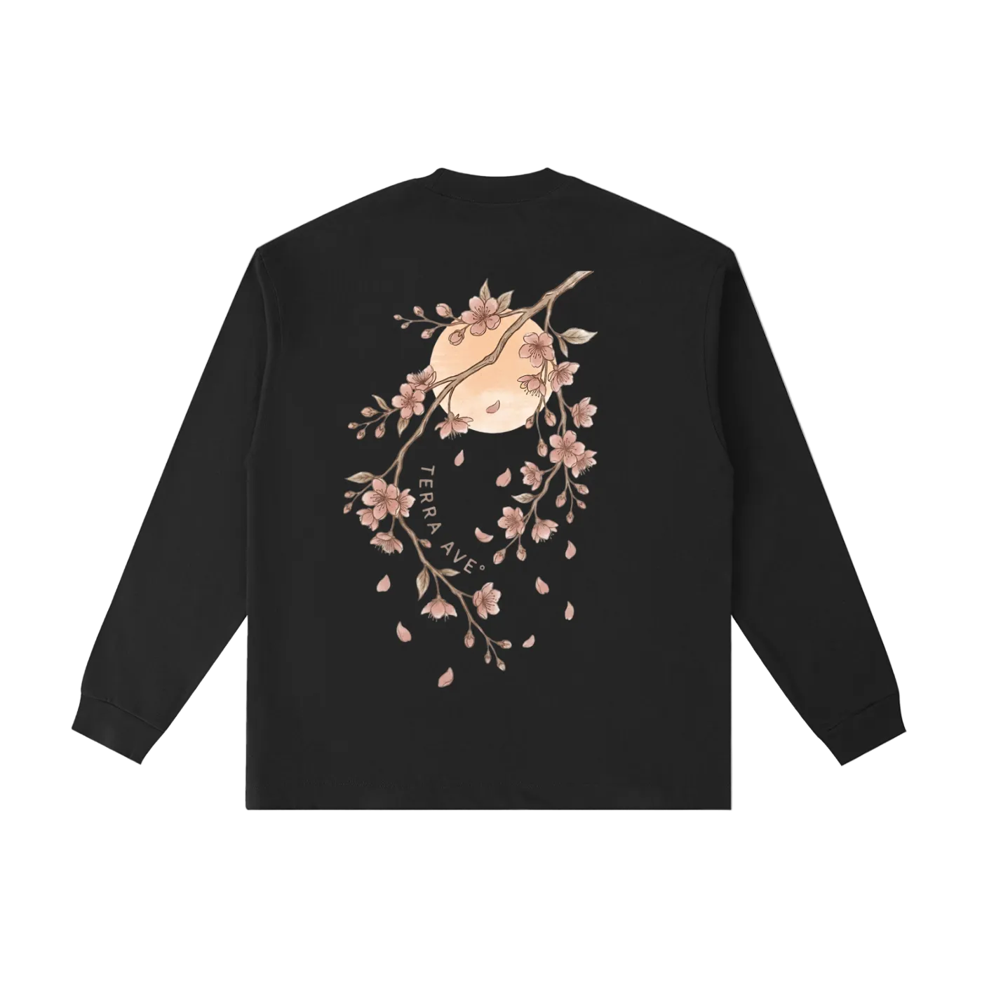 japan long sleeve mount fuji cherry blossoms vintage design