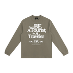 dont be a tourist long sleeve brown minimalist outfit
