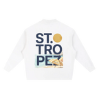 St Tropez crew white minimalist streetwear travel outerwear