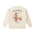 usa,crew,crewneck. san francisco crewneck back print golden gate bridge hand drawn design