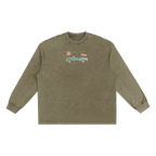 Route 66 washed long sleeve shirt vintage travel clothing front green