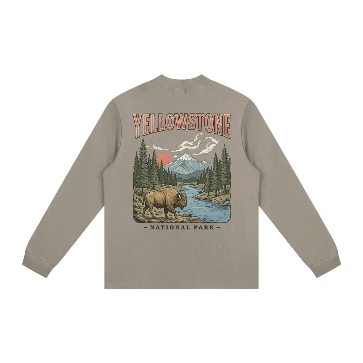 Yellowstone long sleeve shirt beige minimalist outdoor outfit back