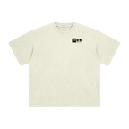 Beige t-shirt with a logo on a white background