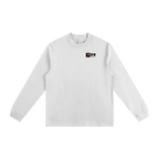 White long-sleeve shirt with a logo on a white background
