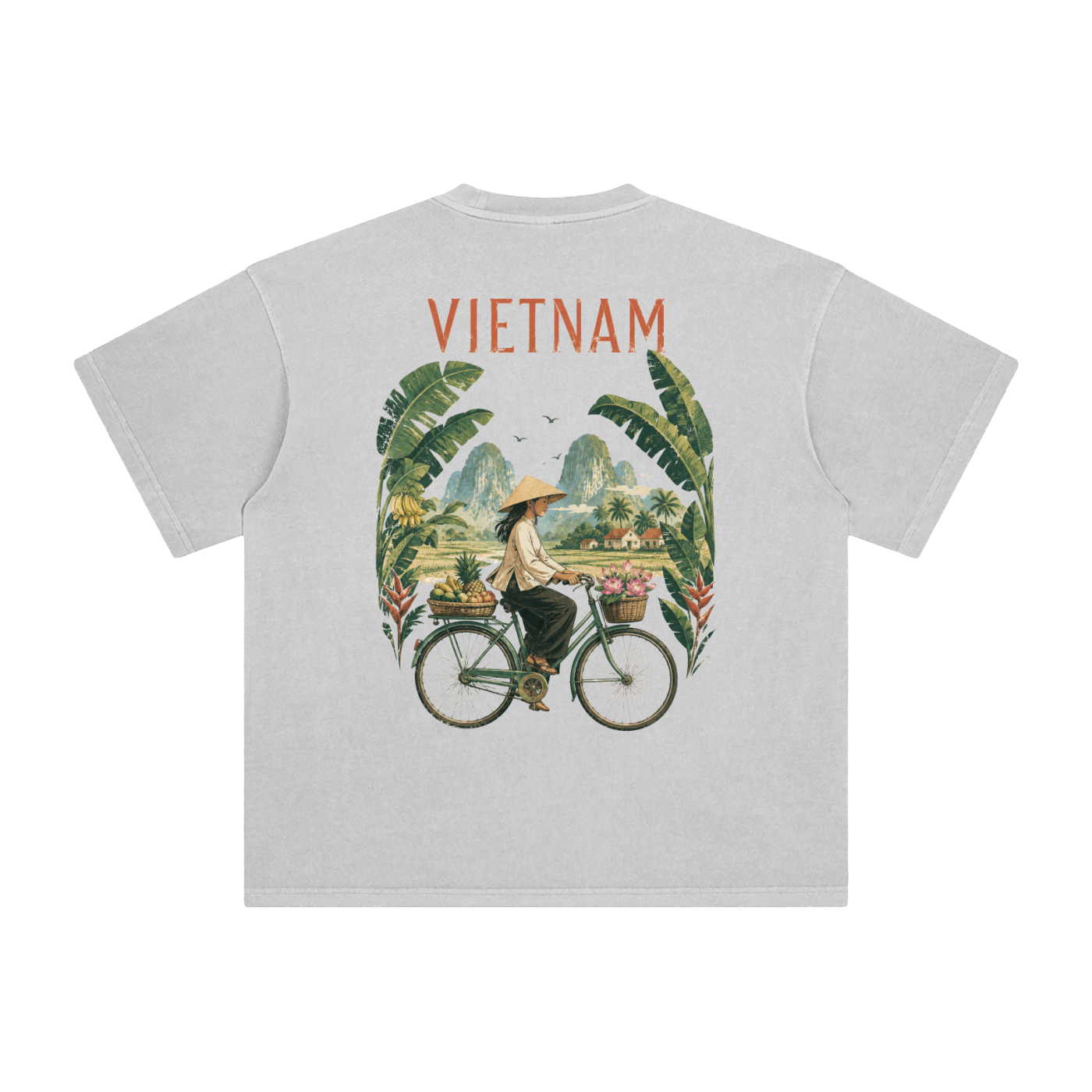 Premium Vietnam travel tee with tropical landscape artwork