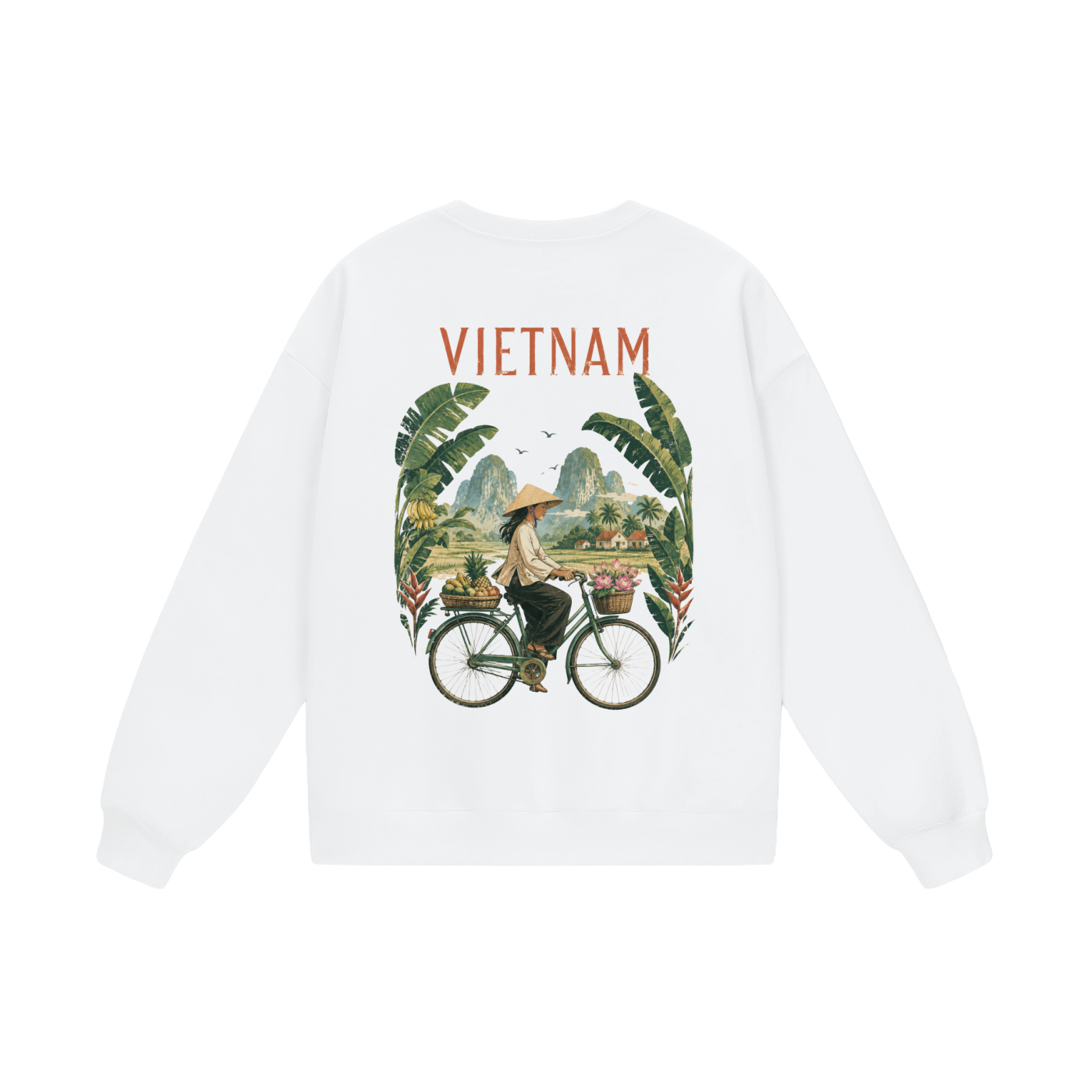 Terra Ave° Vietnam crewneck with conical hat chest design